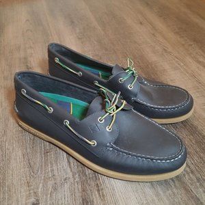 Sperry Top Sider 2 Eye Leather Boat Shoe Black Men's sz 13